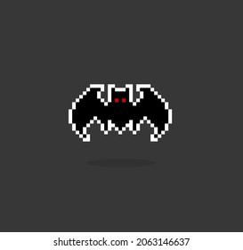 Pixel 8 bit bat. Animal game assets in vector illustration.