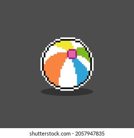 Pixel 8 bit Beach ball. Game assets icon in vector illustration.