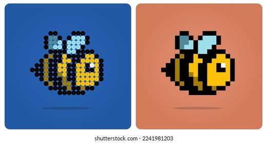 Abeja de 8 bits. Píxeles animales Para activos de juego y patrones maníacos en ilustraciones vectoriales.