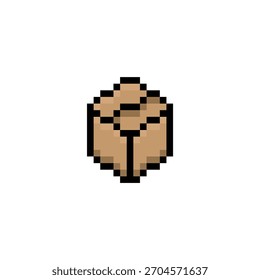 pixel 8 bit cargo box  vector icon art  for computer game