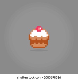Un pastel de 8 bits. Platos de comida en ilustraciones vectoriales.