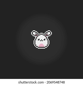 Pixel 8 bit cute bunny. Animal game assets in vector illustration.