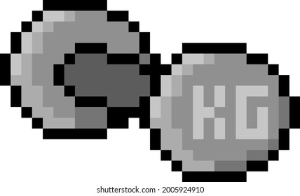 Pixel 8 bit dumbbell - vector, isolated