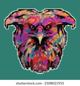 Pixel 8 bit Eagle Head Concept Vector Design Illustration