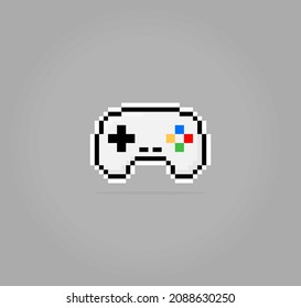 Pixel 8 bit gamepad. joystick icon for game assets in vector illustration.