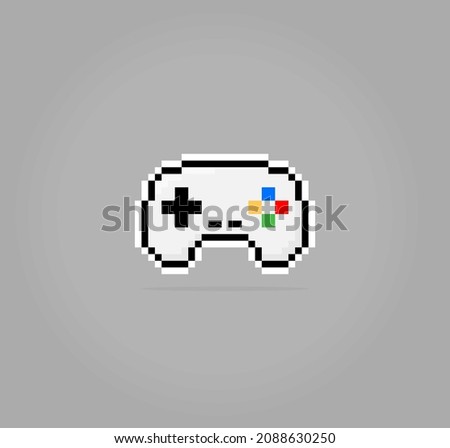 Pixel 8 bit gamepad. joystick icon for game assets in vector illustration.