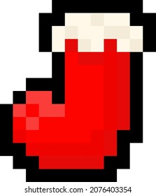 Pixel 8 Bit Gaming Stuffed Christmas Stocking - Vector, Isolated