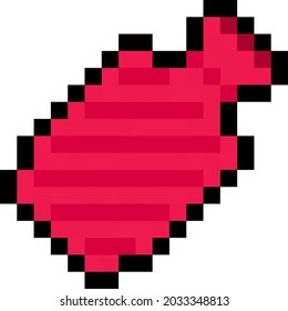 Pixel 8 bit hot water bottle - vector, isolated