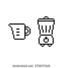 pixel 8 bit medida copo e liquidificador   vetor ícone arte cozinha appliance para jogo de computador