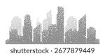 Pixel and 8 bit modern city skyline isolated on a white background. Smart city buildings abstract background. Vector illustration.