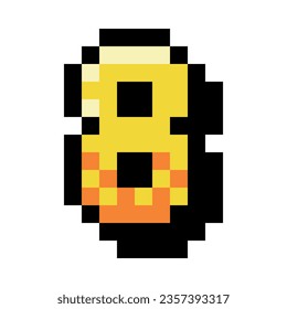 Pixel 8 Bit Number Eight or Numeral Vector Illustration