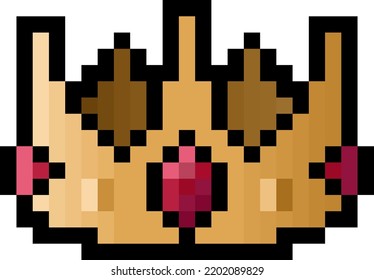 Pixel 8 bit royal crown - vector, isolated