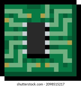 Pixel 8 Bit Silicon Chip - Vector, Isolated