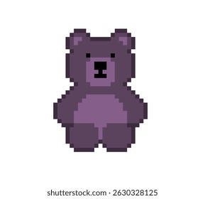 Pixel 8 bit taro teddy bear sitting. Animal game assets in vector illustration.