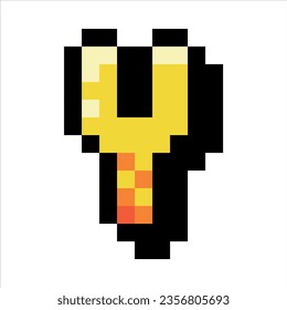 Pixel 8 Bit Uppercase Letter Y as Font and Alphabet Vector Illustration