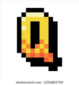 Pixel 8 Bit Uppercase Letter Q as Font and Alphabet Vector Illustration