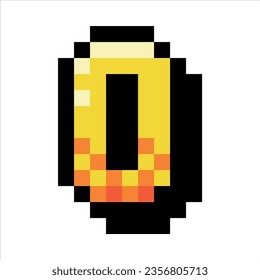 Pixel 8 Bit Uppercase Letter O as Font and Alphabet Vector Illustration