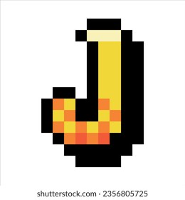 Pixel 8 Bit Uppercase Letter J as Font and Alphabet Vector Illustration
