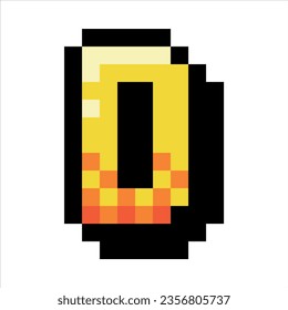 Pixel 8 Bit Uppercase Letter D as Font and Alphabet Vector Illustration