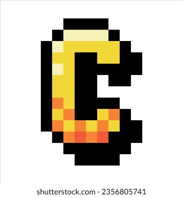 Letra píxeles 8 bits mayúscula C como ilustración de vectores de letra y alfabeto
