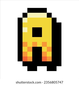 Pixel 8 Bit Uppercase Letter A as Font and Alphabet Vector Illustration