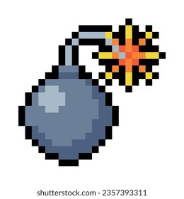 Ilustración de vectores de elementos de videojuegos Pixel Bomba de 8 bits