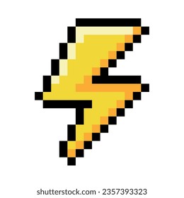 Ilustración de vectores de elementos de elementos de vídeo de 8 bits Pixel Lightning Object como