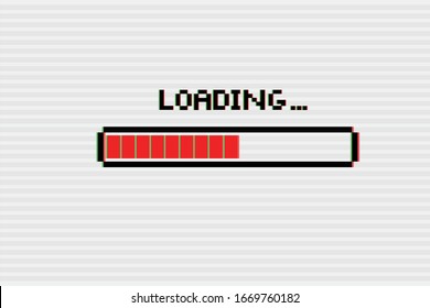 Pixel 8-bit Loading bar  with glitch effect. 