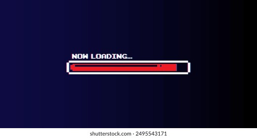 Pixel 8-bit Loading bar with glitch effect.	
