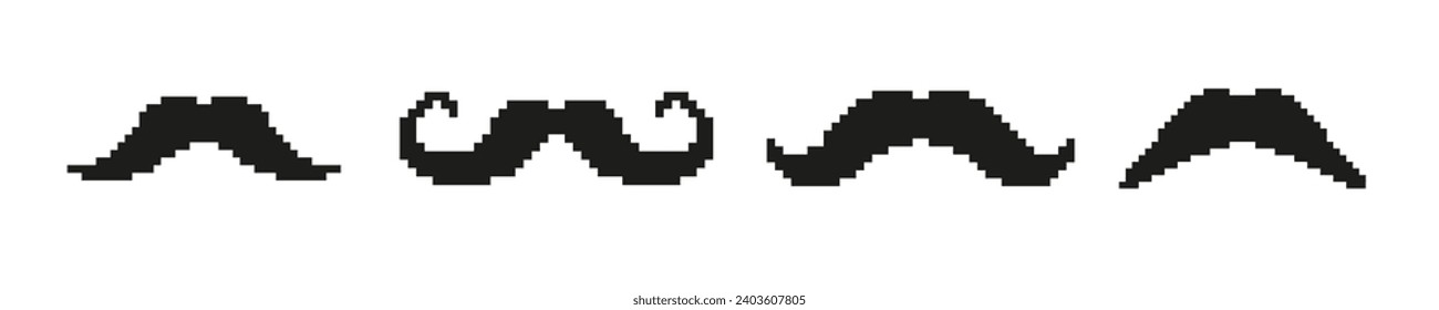 Icono retro de bigote pixel de 8 bits. Símbolo vintage de bigote antiguo de 8 bits  