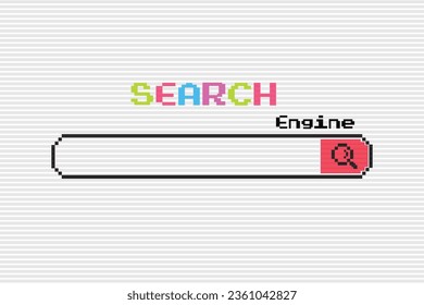 Pixel 8-bit search engine with glitch effect.