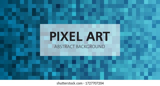 Pixel abstract art of colorful square on blue background