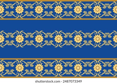Pixel Abstract art. Damask pattern wallpaper  embroidery. Aztec geometric art ornament print. Design for carpet, cover wallpaper, wrapping, fabric, clothing, fashion item. Blue background.