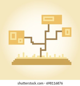 Pixel abstract autumn trees for games and applications