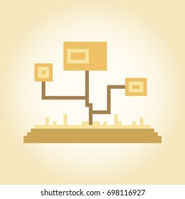 Pixel abstract autumn trees for games and applications