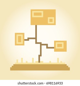 Pixel abstract autumn trees for games and applications
