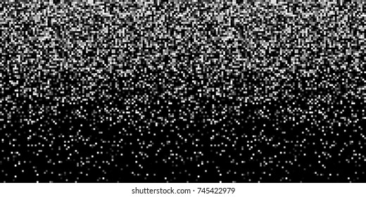 Pixel Abstract bw Technology Gradient Horizontal Background. Business mosaic bright mosaic design backdrop with failing pixels. Pixelated pattern texture. Big data flow vector Illustration. 