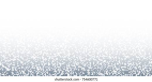 Pixel Abstract Gray Technology Gradient Horizontal Background. Business mosaic light design backdrop with failing pixels. Pixelated pattern texture. Big data flow vector Illustration.