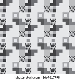 Pixel abstrakter Mosaikhintergrund. Graustufen-Textur mit wiederholtem Rechteck. Vektorillustration für Website, Karte, Poster, Stoff, Tapete usw.