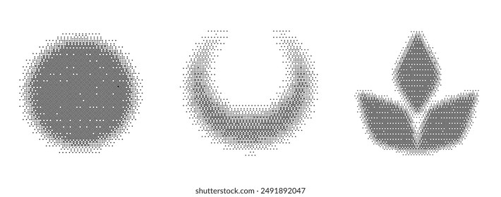 Pixel Abstractas Forma Arte Semitono Estilo de desintegración de fondo. Efecto de descomposición. Patrón de puntos dispersos. Concepto de desintegración, texturas de mosaico de píxeles con partículas cuadradas simples.