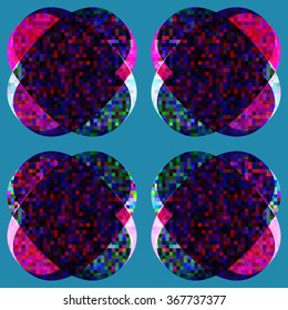 Pixel abstract vector flowers background. Colorful pixel flowers pattern..