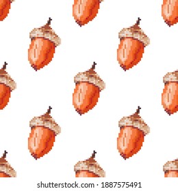 Pixel bellota. Arte de píxeles de 8 bits. Patrón transparente