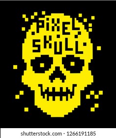 Pixel aggressive emblem with skull,design t shirts