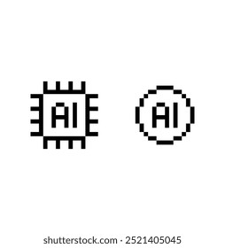 ícone pixel ai. Pixel art de vetor inteligência artificial logotipo de 8 bits para o jogo
