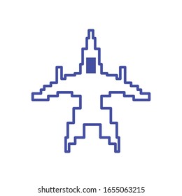 pixel airplane line style icon design, Videogame play leisure gaming technology entertainment obsession digital and lifestyle theme Vector illustration