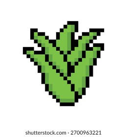 pixel aloe icon. Vector pixel art aloe vera 8 bit logo for game