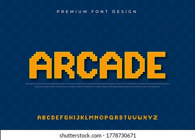 tipo de letra del alfabeto píxel con estilo audaz y abstracto para el logotipo y la marca del juego 