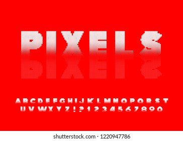 Pixel alphabet letters & number set. Modern stylish fonts or typeface for headline or title design like poster, layout design, game, website or print.