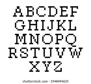 Pixel alphabet letters and number set. Modern stylish fonts or typeface for headline or title design like poster, layout design, game, website or print.