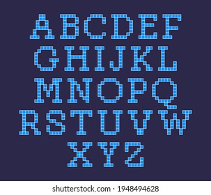 Pixel alphabet letters and number set. Modern stylish fonts or typeface for headline or title design like poster, layout design, game, website or print.
